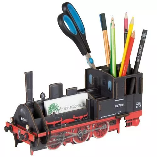Stiftebox Lokomotive T3 in schwarz als kleiner Organizer für den Schreibtisch | WERKHAUS