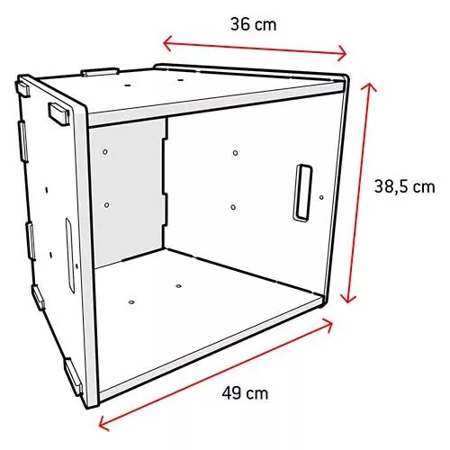 Maße der Kiste WERKBOX 30 Grad für Regale und Sitzbänke