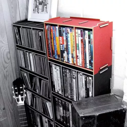 Stapelbare Regale für CD, DVD oder LP aus Medienboxen | WERKHAUS