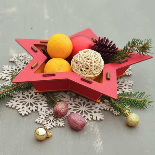 Nachhaltige Weihnachtsdekoration: Weihnachtsteller Stern aus Holz Nachhaltige Weihnachtsdekoration: Weihnachtsteller Stern aus Holz