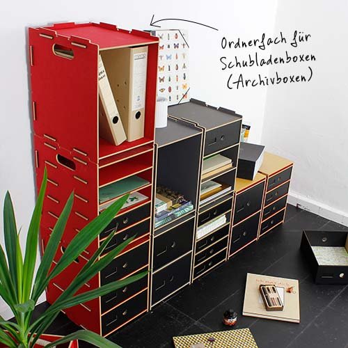 Ordnerregal als Ablagesystem für das Büro | Passend zu den Schubladenboxen Ordnerregal als Ablagesystem für das Büro | Passend zu den Schubladenboxen