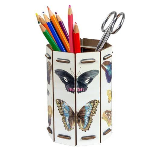 Stifteköcher mit illustrierten Schmetterlingen | WERKHAUS