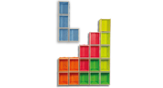 Werkbox Regal Neon Tetris