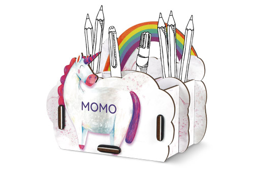 Personalisierte Einhorn-Stiftebox mit Namen f&uuml;r Kinder
